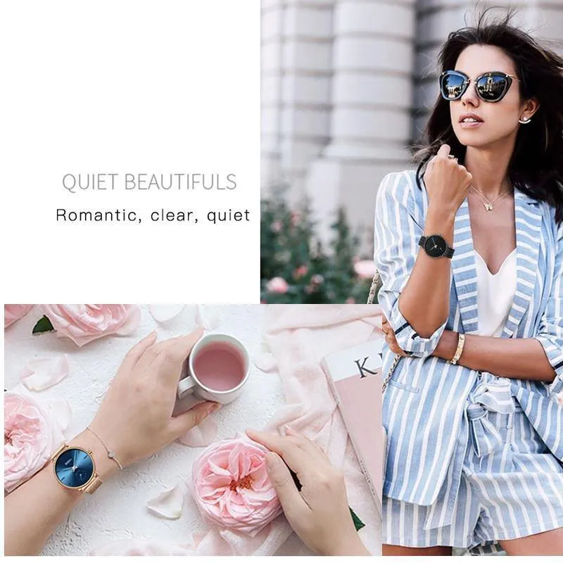 Frauen Uhren Top Marke Luxus Quarz Damen Casual Slim Mesh Stahl Kleid Uhr Einfache Uhr Relogio Feminino