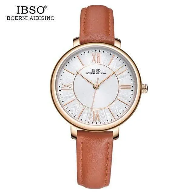 Damenuhren Rot Echtlederband Damen Quarzuhr Damen Wasserdicht Montre Femme