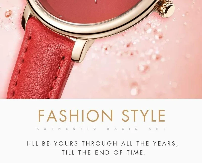 Damenuhren Rot Echtlederband Damen Quarzuhr Damen Wasserdicht Montre Femme