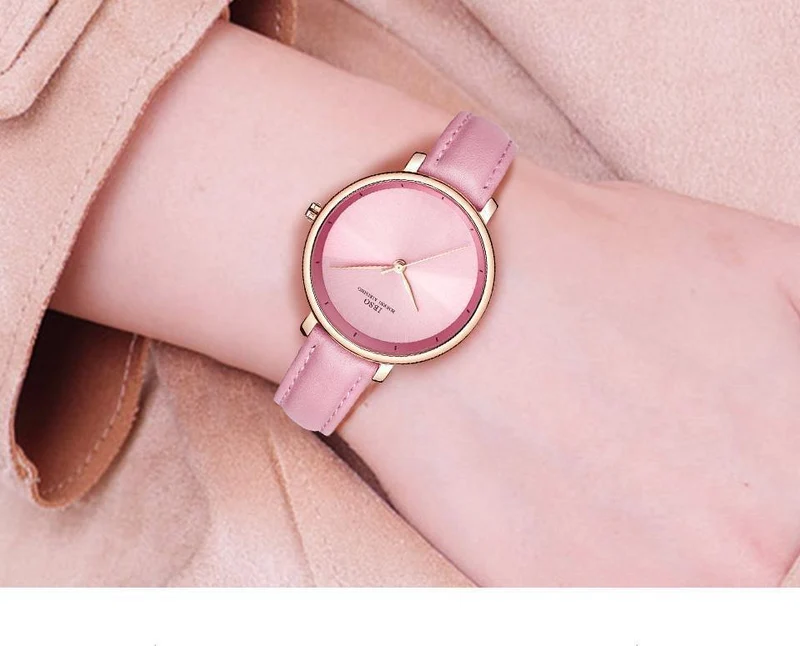 Damenuhren Rot Echtlederband Damen Quarzuhr Damen Wasserdicht Montre Femme