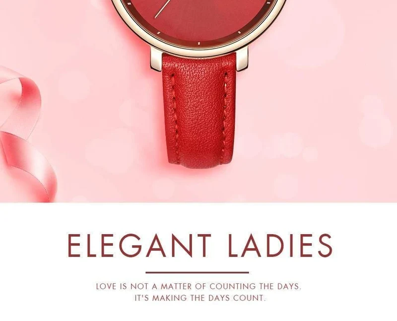 Damenuhren Rot Echtlederband Damen Quarzuhr Damen Wasserdicht Montre Femme
