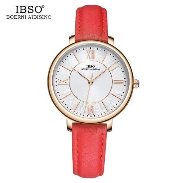 Damenuhren Rot Echtlederband Damen Quarzuhr Damen Wasserdicht Montre Femme