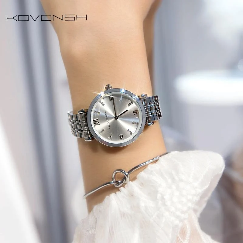 Frauen-Uhr-Dame Watch Stainless Steel Dress Frauen-Uhr-Quarz-Armbanduhr-Geschenk-Geschenk Dropshipping
