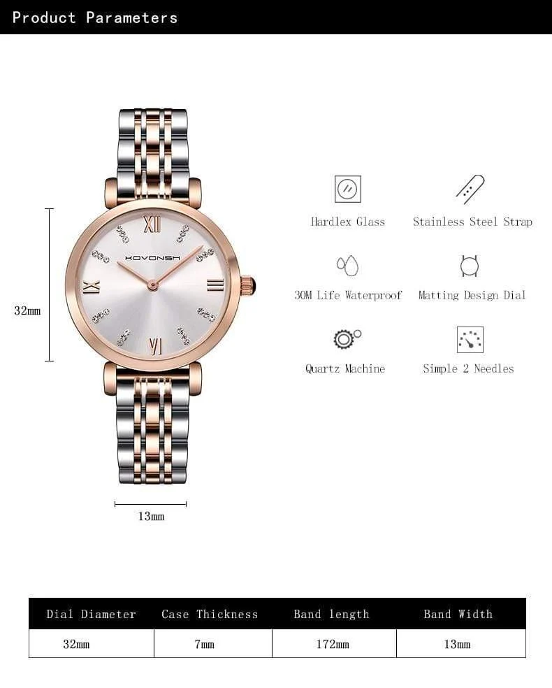 Frauen-Uhr-Dame Watch Stainless Steel Dress Frauen-Uhr-Quarz-Armbanduhr-Geschenk-Geschenk Dropshipping