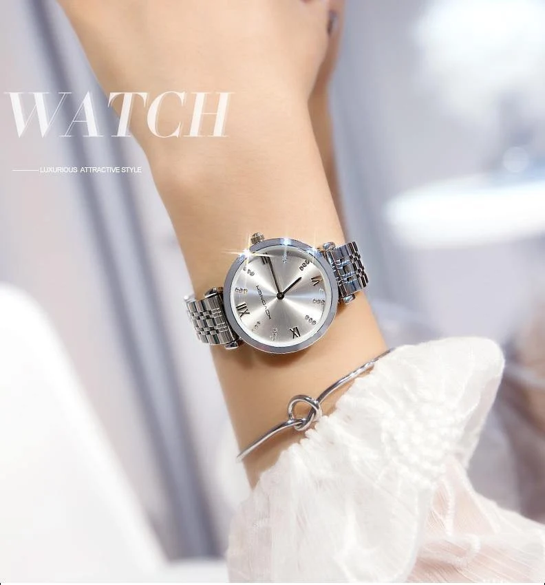 Frauen-Uhr-Dame Watch Stainless Steel Dress Frauen-Uhr-Quarz-Armbanduhr-Geschenk-Geschenk Dropshipping