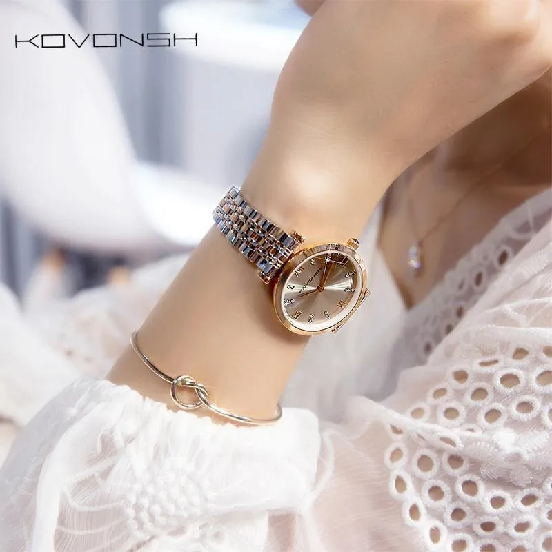 Frauen-Uhr-Dame Watch Stainless Steel Dress Frauen-Uhr-Quarz-Armbanduhr-Geschenk-Geschenk Dropshipping