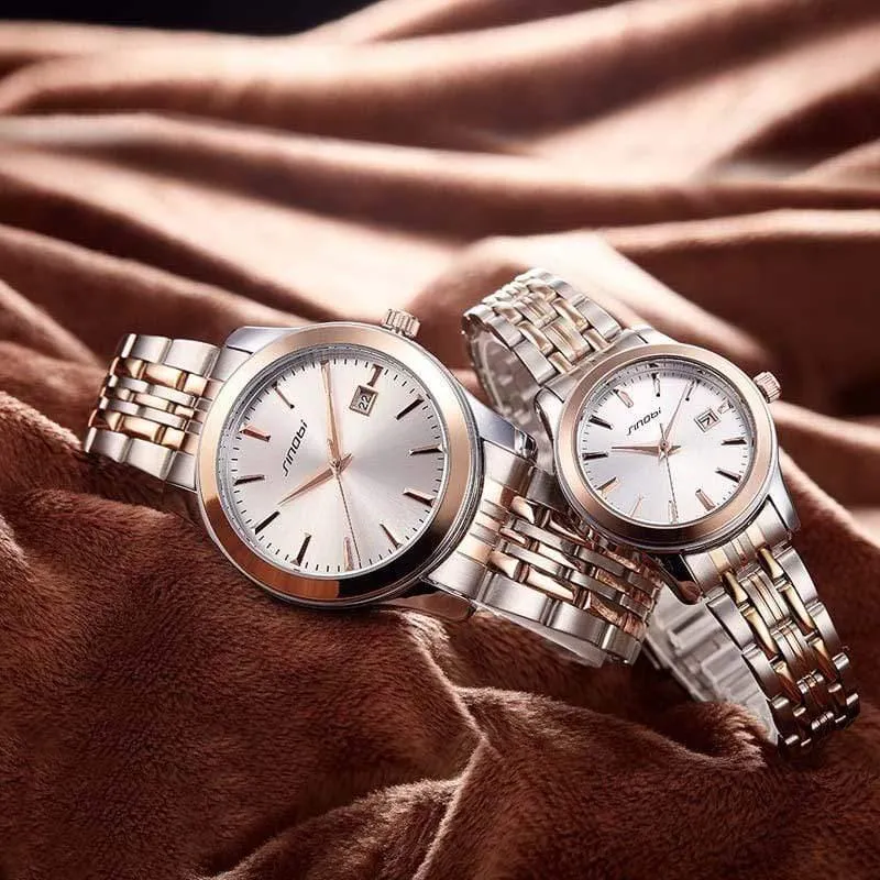 Uhren wasserdichte Sport-Datum-Business-Armbanduhr Gold Edelstahl Band Uhr für Männer Frauen Liebhaber Uhr