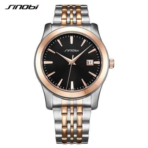 Uhren wasserdichte Sport-Datum-Business-Armbanduhr Gold Edelstahl Band Uhr für Männer Frauen Liebhaber Uhr