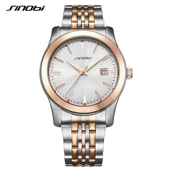 Uhren wasserdichte Sport-Datum-Business-Armbanduhr Gold Edelstahl Band Uhr für Männer Frauen Liebhaber Uhr