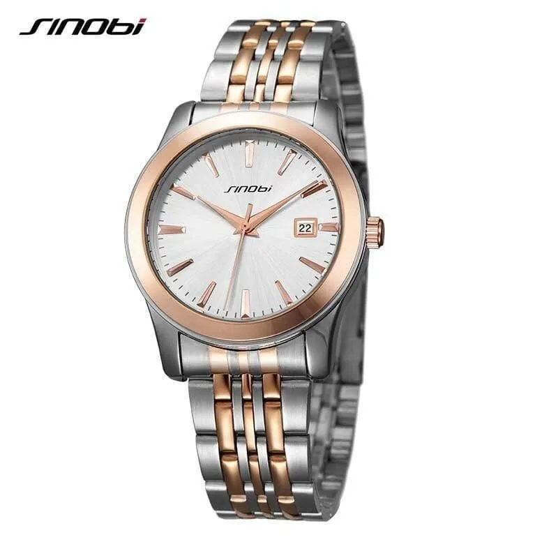Uhren wasserdichte Sport-Datum-Business-Armbanduhr Gold Edelstahl Band Uhr für Männer Frauen Liebhaber Uhr
