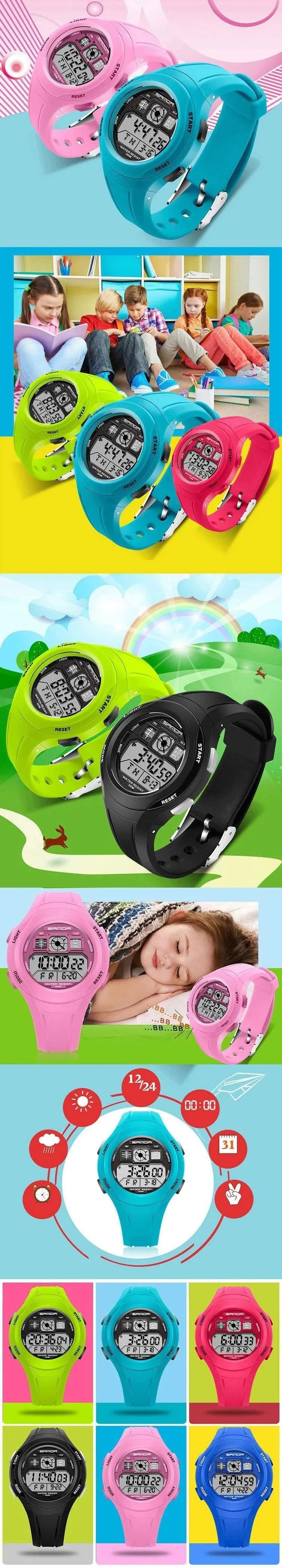 LED Digital Kinderuhr Kinderuhren Mädchen Jungen Uhr Kind Sport Armbanduhr Elektronische für Mädchen Jungen Überraschungsgeschenk