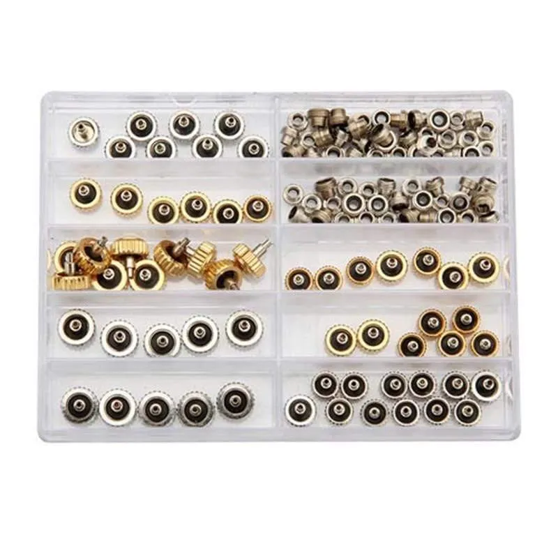 60 teile/satz Uhr Krone 5.3mm 6.0mm 7.0mm Kupfer Uhr Reparatur Werkzeuge Sortiment Teile Zubehör Kits