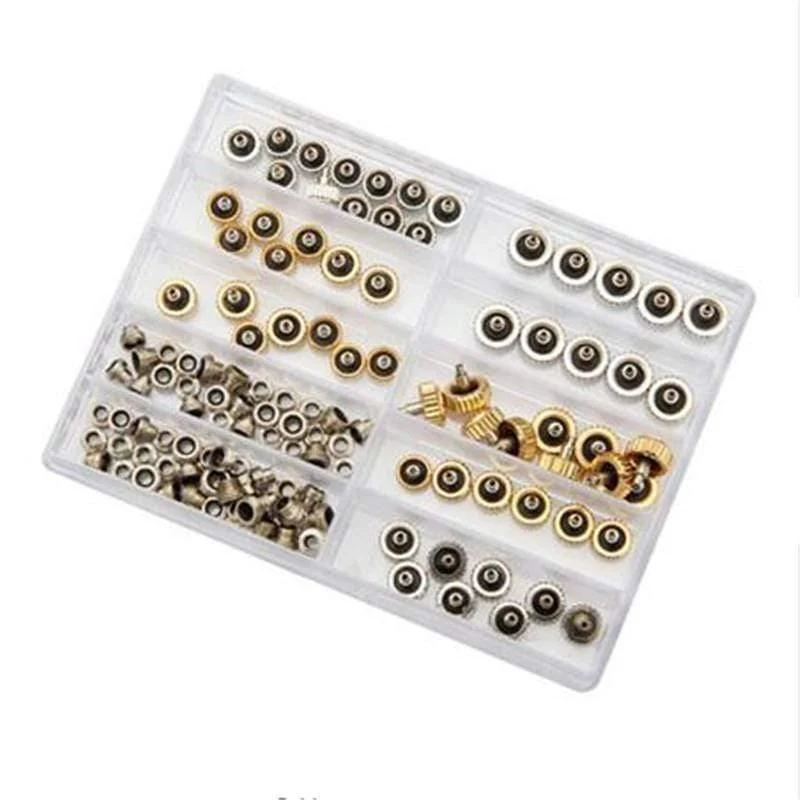 60 teile/satz Uhr Krone 5.3mm 6.0mm 7.0mm Kupfer Uhr Reparatur Werkzeuge Sortiment Teile Zubehör Kits