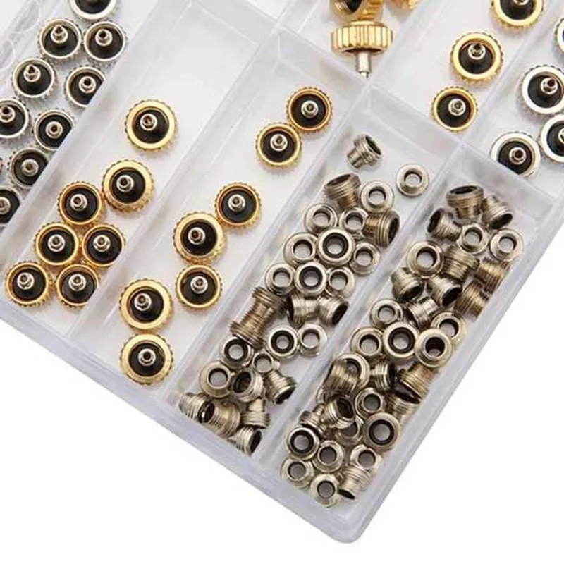 60 teile/satz Uhr Krone 5.3mm 6.0mm 7.0mm Kupfer Uhr Reparatur Werkzeuge Sortiment Teile Zubehör Kits