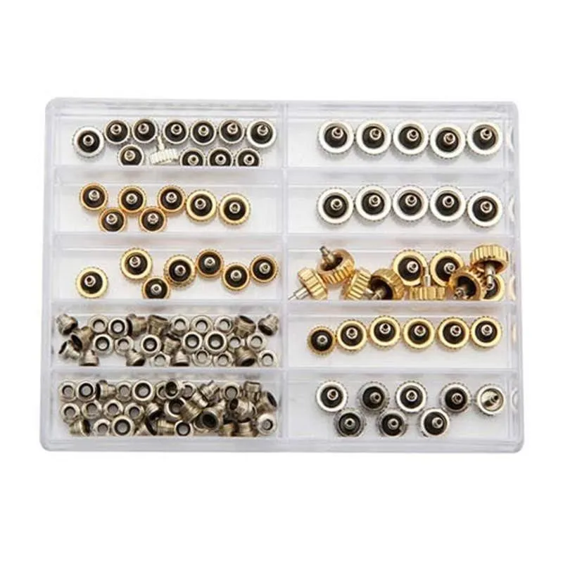 60 teile/satz Uhr Krone 5.3mm 6.0mm 7.0mm Kupfer Uhr Reparatur Werkzeuge Sortiment Teile Zubehör Kits