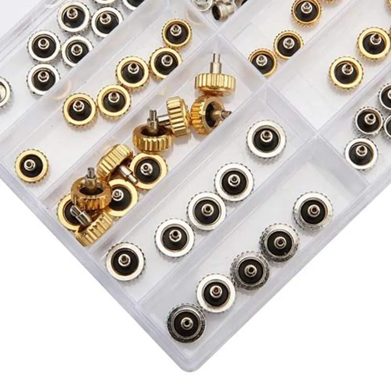 60 teile/satz Uhr Krone 5.3mm 6.0mm 7.0mm Kupfer Uhr Reparatur Werkzeuge Sortiment Teile Zubehör Kits