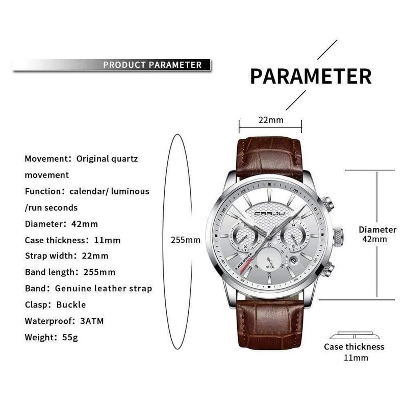Quarzuhr Männer Outdoor Herren Uhren Sport Uhren Chronograph Armbanduhr Leder Armbanduhr