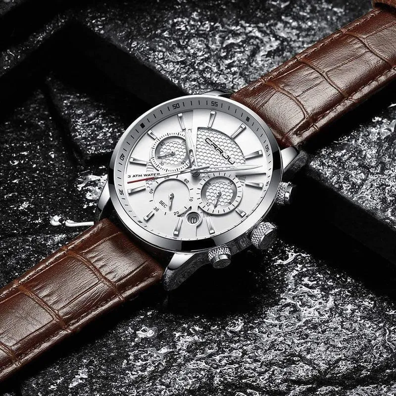 Quarzuhr Männer Outdoor Herren Uhren Sport Uhren Chronograph Armbanduhr Leder Armbanduhr