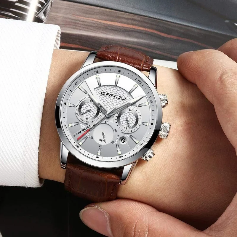 Quarzuhr Männer Outdoor Herren Uhren Sport Uhren Chronograph Armbanduhr Leder Armbanduhr