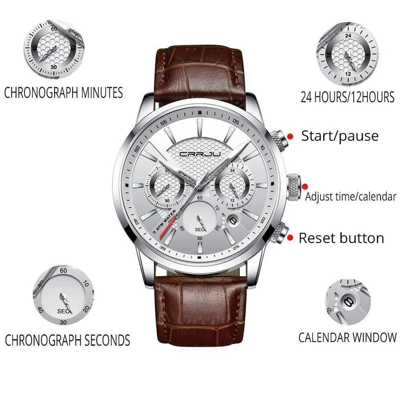 Quarzuhr Männer Outdoor Herren Uhren Sport Uhren Chronograph Armbanduhr Leder Armbanduhr