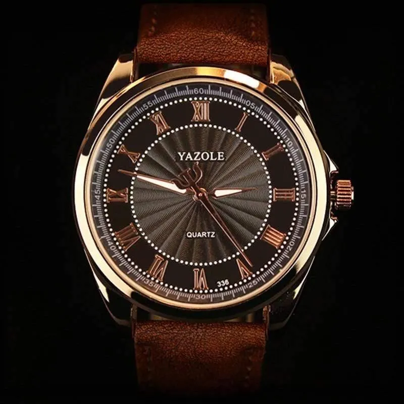 Uhren Herrenuhr, berühmte römische Zahl, männlich, leuchtend, preiswert, PU-Leder, Sport-Armbanduhr, Quarzuhr