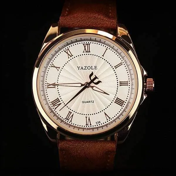 Uhren Herrenuhr, berühmte römische Zahl, männlich, leuchtend, preiswert, PU-Leder, Sport-Armbanduhr, Quarzuhr