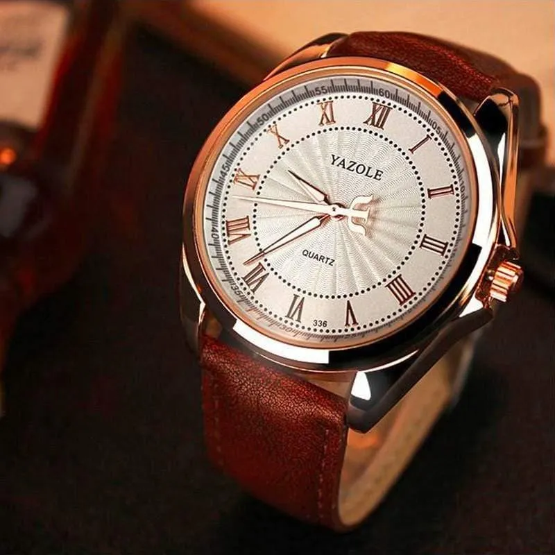 Uhren Herrenuhr, berühmte römische Zahl, männlich, leuchtend, preiswert, PU-Leder, Sport-Armbanduhr, Quarzuhr