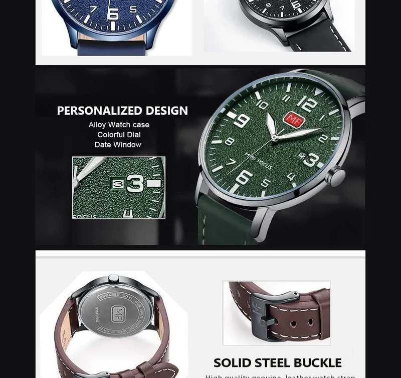 Herren Armbanduhr Quarz Armbanduhr Männer Wasserdicht Braun Lederband Mode Uhren Relogio Masculino