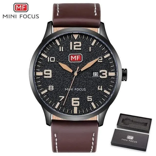 Herren Armbanduhr Quarz Armbanduhr Männer Wasserdicht Braun Lederband Mode Uhren Relogio Masculino