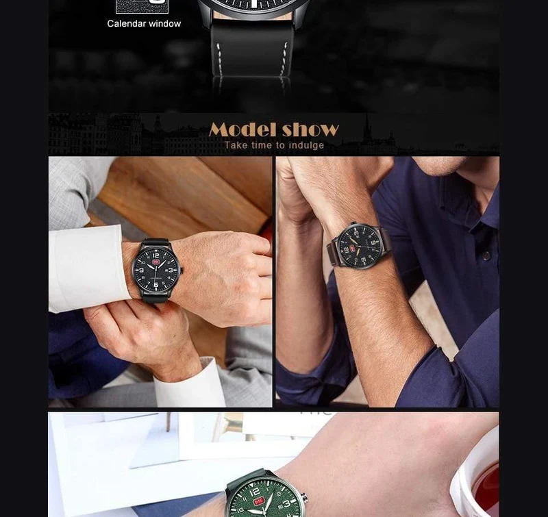 Herren Armbanduhr Quarz Armbanduhr Männer Wasserdicht Braun Lederband Mode Uhren Relogio Masculino