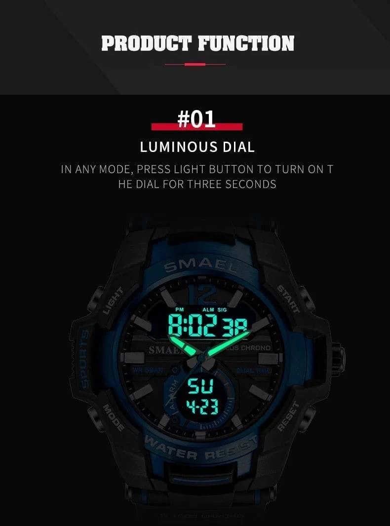 Herrenuhren Mode Sport Super Cool Quarz LED Digital Uhr 50M Wasserdicht Armbanduhr Herrenuhr Relogio Masculino