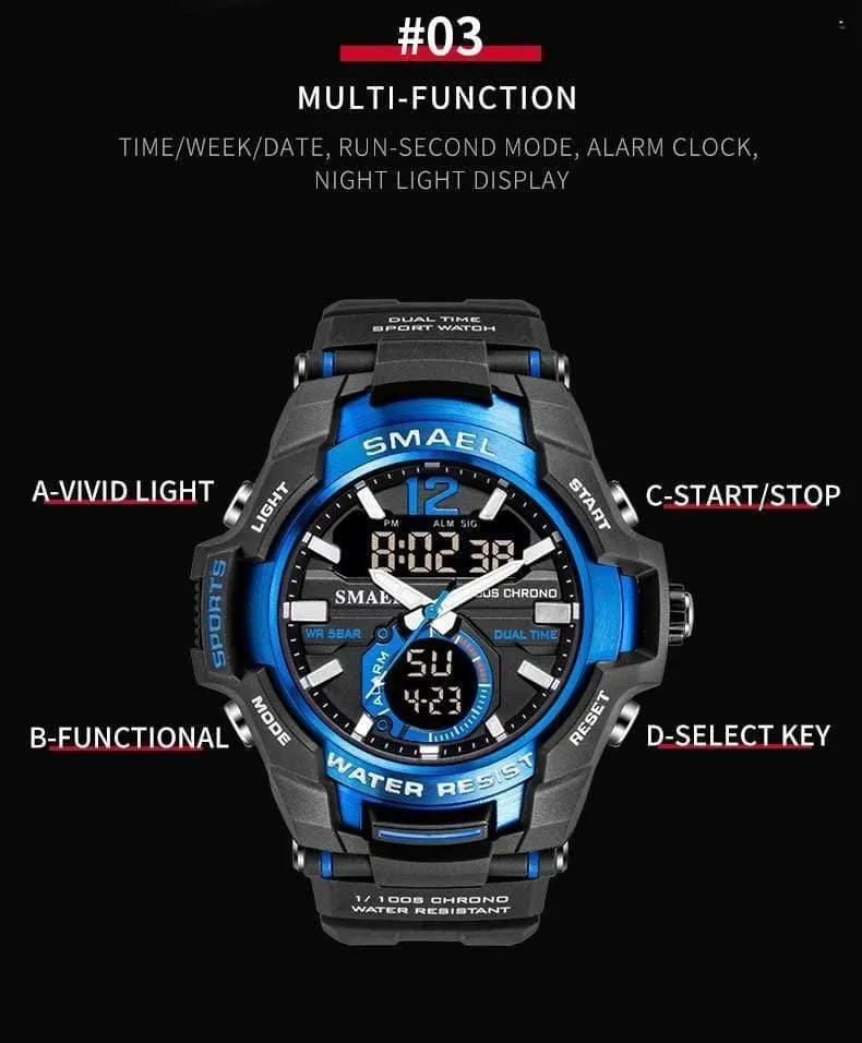 Herrenuhren Mode Sport Super Cool Quarz LED Digital Uhr 50M Wasserdicht Armbanduhr Herrenuhr Relogio Masculino