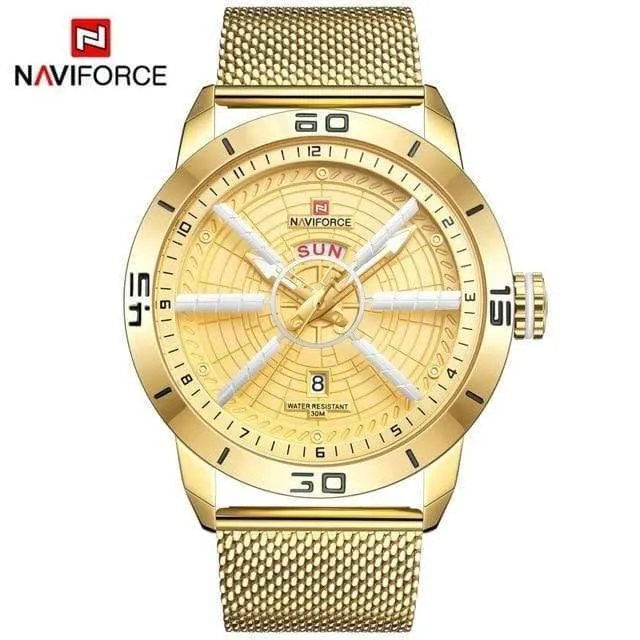 Herrenuhren Top-Marke Luxus Sportuhr Mesh Stahl Datum Woche Wasserdicht Quarzuhr für Männer Uhr Relogio Masculino