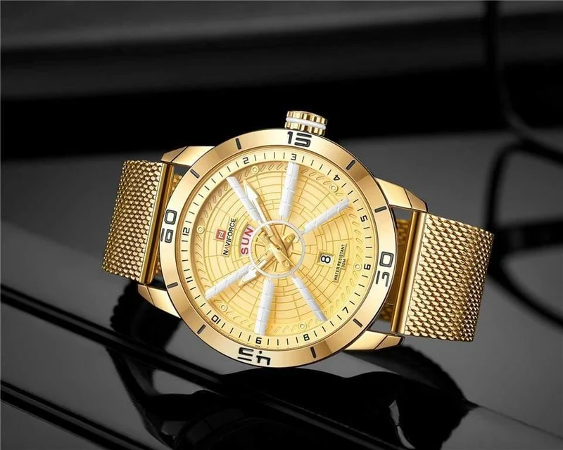 Herrenuhren Top-Marke Luxus Sportuhr Mesh Stahl Datum Woche Wasserdicht Quarzuhr für Männer Uhr Relogio Masculino
