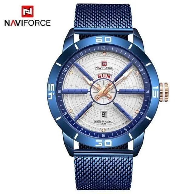 Herrenuhren Top-Marke Luxus Sportuhr Mesh Stahl Datum Woche Wasserdicht Quarzuhr für Männer Uhr Relogio Masculino