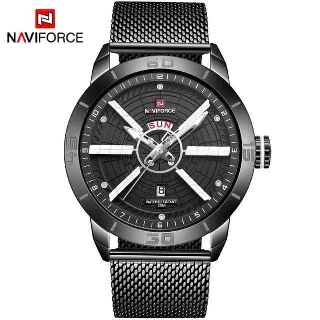 Herrenuhren Top-Marke Luxus Sportuhr Mesh Stahl Datum Woche Wasserdicht Quarzuhr für Männer Uhr Relogio Masculino