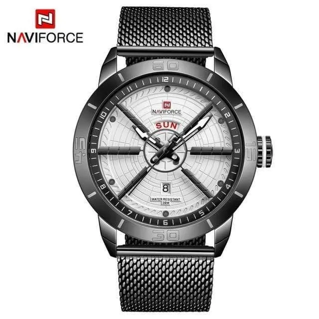 Herrenuhren Top-Marke Luxus Sportuhr Mesh Stahl Datum Woche Wasserdicht Quarzuhr für Männer Uhr Relogio Masculino