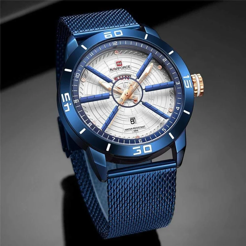 Herrenuhren Top-Marke Luxus Sportuhr Mesh Stahl Datum Woche Wasserdicht Quarzuhr für Männer Uhr Relogio Masculino