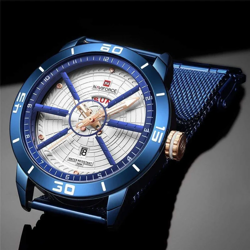 Herrenuhren Top-Marke Luxus Sportuhr Mesh Stahl Datum Woche Wasserdicht Quarzuhr für Männer Uhr Relogio Masculino