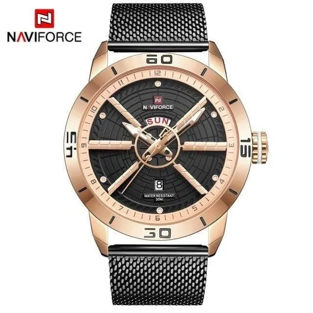 Herrenuhren Top-Marke Luxus Sportuhr Mesh Stahl Datum Woche Wasserdicht Quarzuhr für Männer Uhr Relogio Masculino