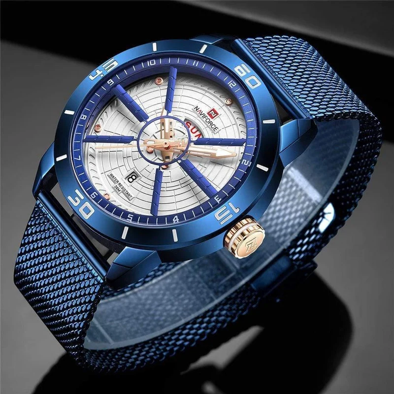 Herrenuhren Top-Marke Luxus Sportuhr Mesh Stahl Datum Woche Wasserdicht Quarzuhr für Männer Uhr Relogio Masculino