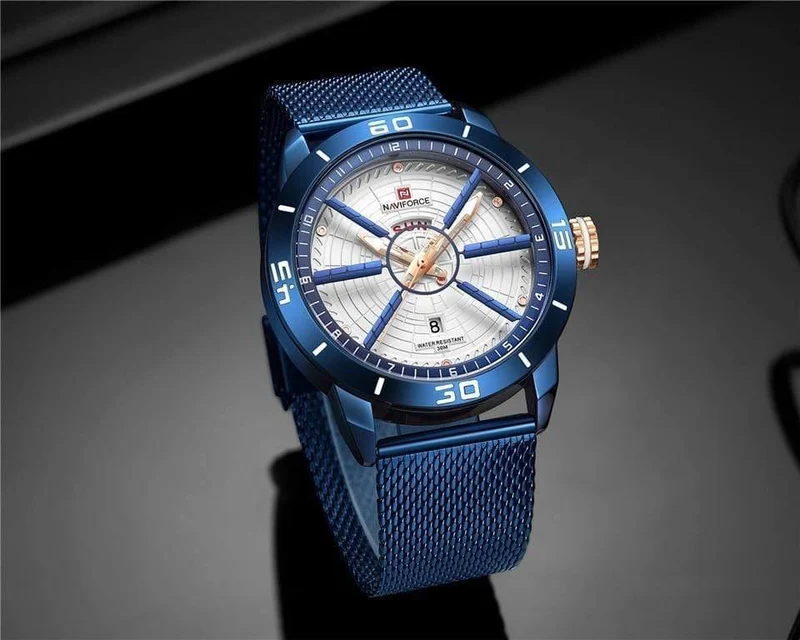 Herrenuhren Top-Marke Luxus Sportuhr Mesh Stahl Datum Woche Wasserdicht Quarzuhr für Männer Uhr Relogio Masculino