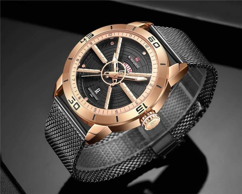 Herrenuhren Top-Marke Luxus Sportuhr Mesh Stahl Datum Woche Wasserdicht Quarzuhr für Männer Uhr Relogio Masculino