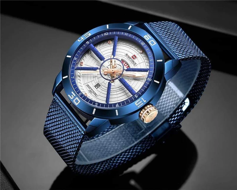 Herrenuhren Top-Marke Luxus Sportuhr Mesh Stahl Datum Woche Wasserdicht Quarzuhr für Männer Uhr Relogio Masculino
