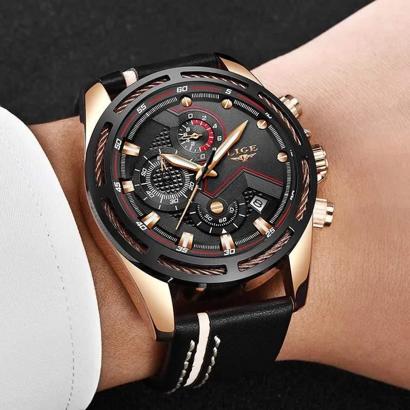 Uhr Männer Mode Sport Quarzuhr Leder Herren Uhren Top Brand Luxus Gold Wasserdicht Business Watch Relogio Masculino