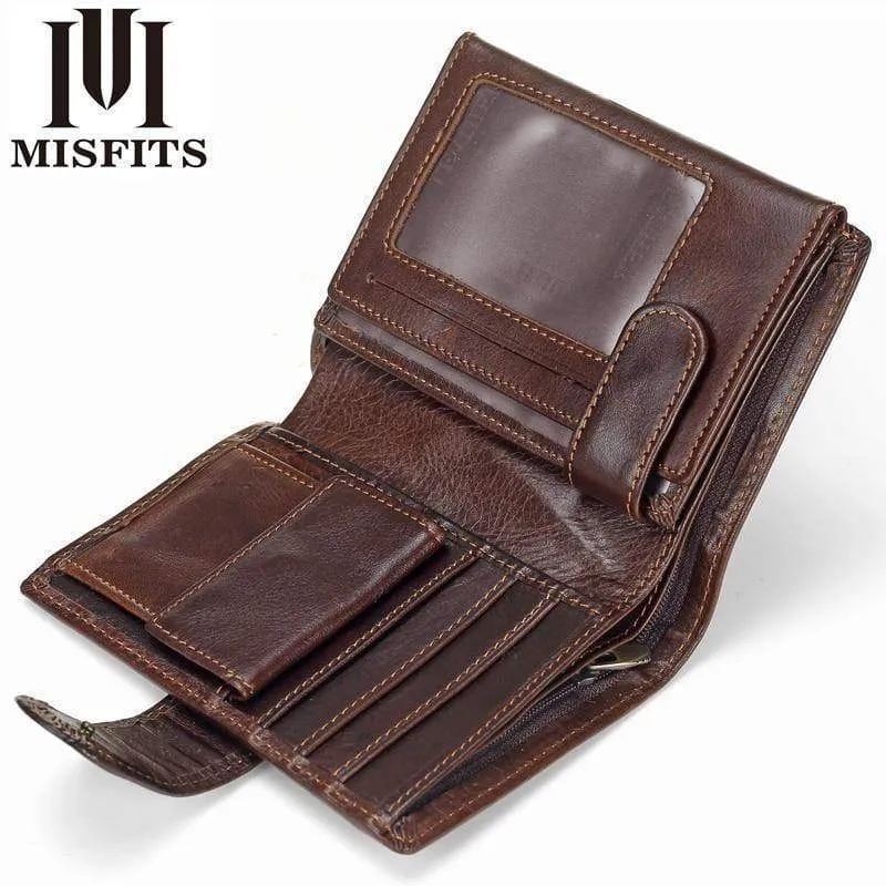 Vintage Männer Brieftasche Aus Echtem Leder Kurze Brieftaschen Männlichen Multifunktionale Rindsleder Geldbörse Münzfach Führerschein Halter