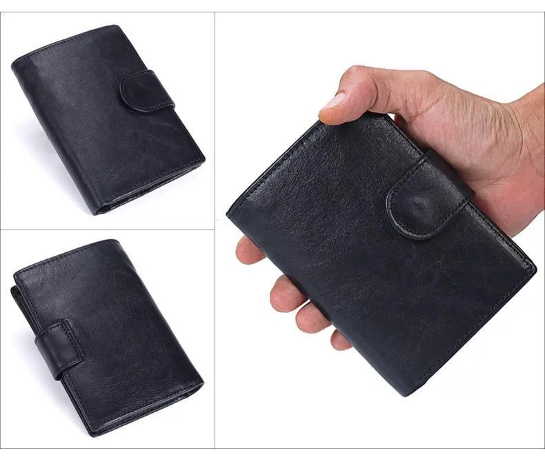 Vintage Männer Brieftasche Aus Echtem Leder Kurze Brieftaschen Männlichen Multifunktionale Rindsleder Geldbörse Münzfach Führerschein Halter