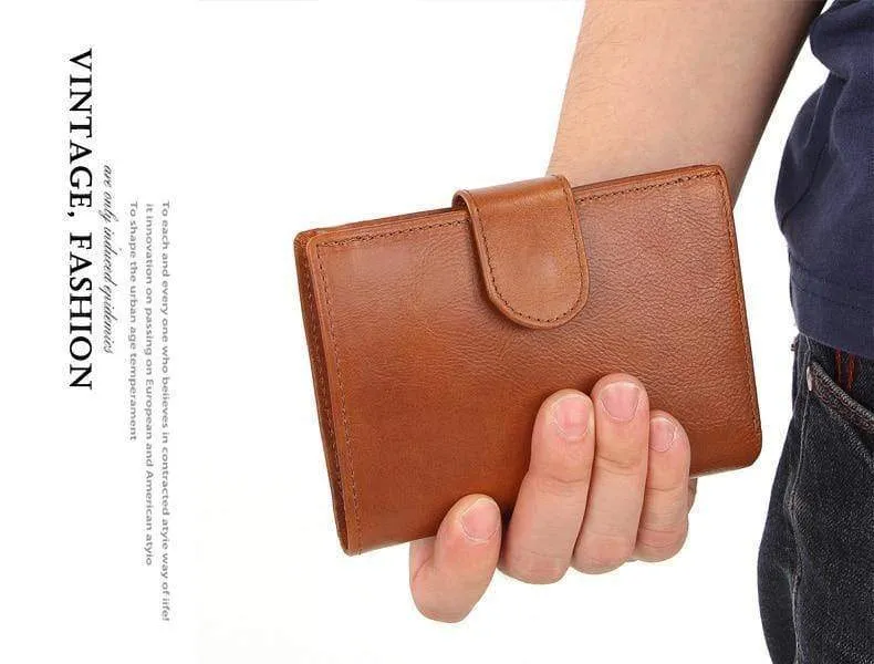 Vintage Männer Brieftasche Aus Echtem Leder Kurze Brieftaschen Männlichen Multifunktionale Rindsleder Geldbörse Münzfach Führerschein Halter