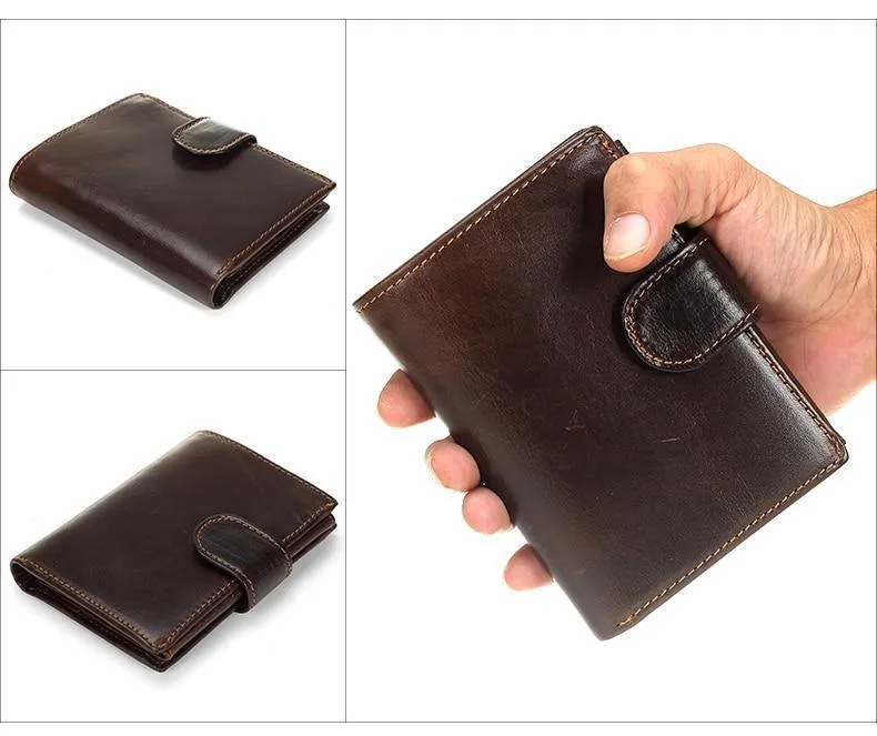 Vintage Männer Brieftasche Aus Echtem Leder Kurze Brieftaschen Männlichen Multifunktionale Rindsleder Geldbörse Münzfach Führerschein Halter