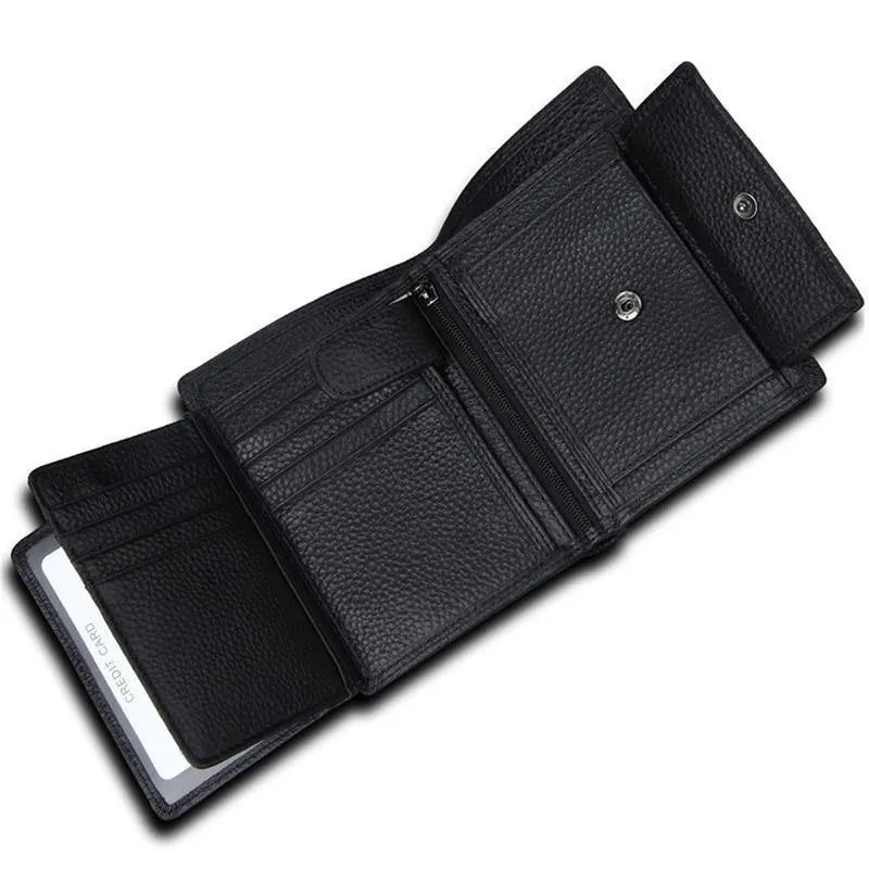 Herren-Geldbörse, weiches Echtleder, große Kapazität, Geldbörse, Vintage-Münzfach, RFID-Pinsel, Kartenhalter, vertikale Geldbörse